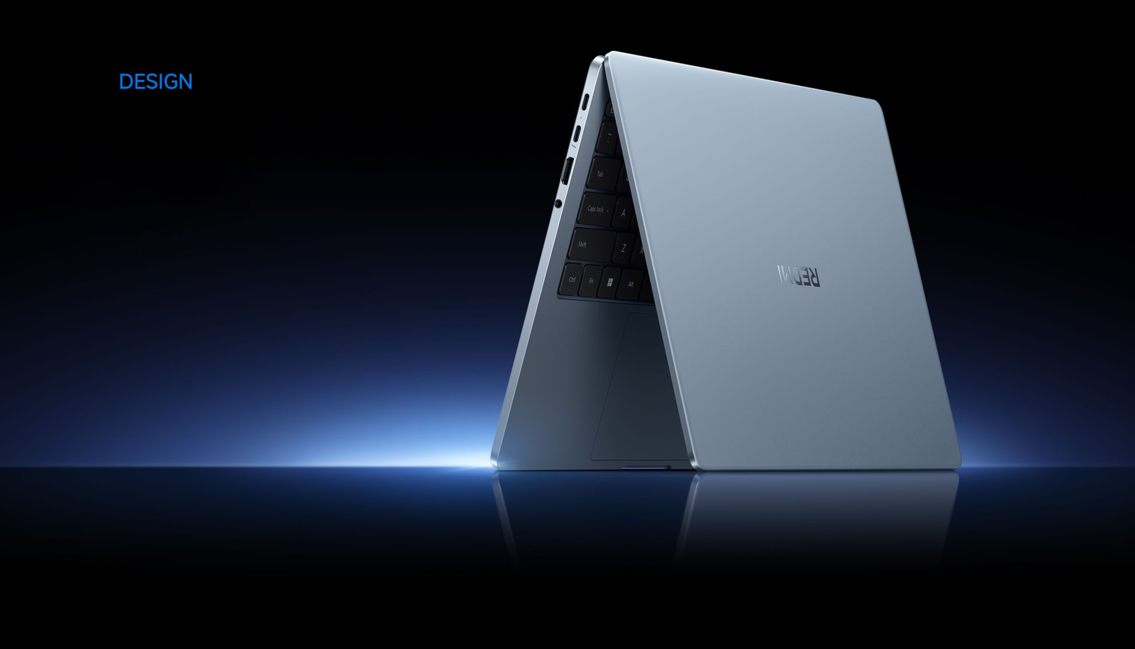 Sezione design: telaio in alluminio monoblocco del Xiaomi Redmibook 14 Pro 2026 in colore Blu cielo