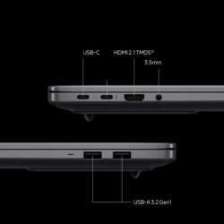 Porte laterali dello Xiaomi Redmibook 16 Pro 2026: USB-C, Thunderbolt 4, HDMI 2.1, 2× USB-A, jack 3,5 mm