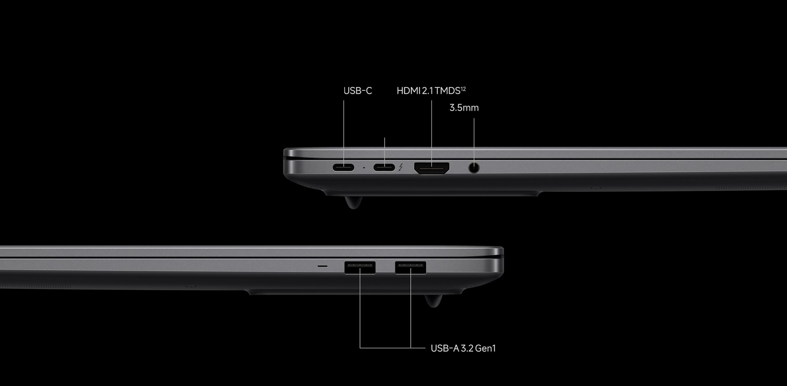 Porte laterali dello Xiaomi Redmibook 16 Pro 2026: USB-C, Thunderbolt 4, HDMI 2.1, 2× USB-A, jack 3,5 mm